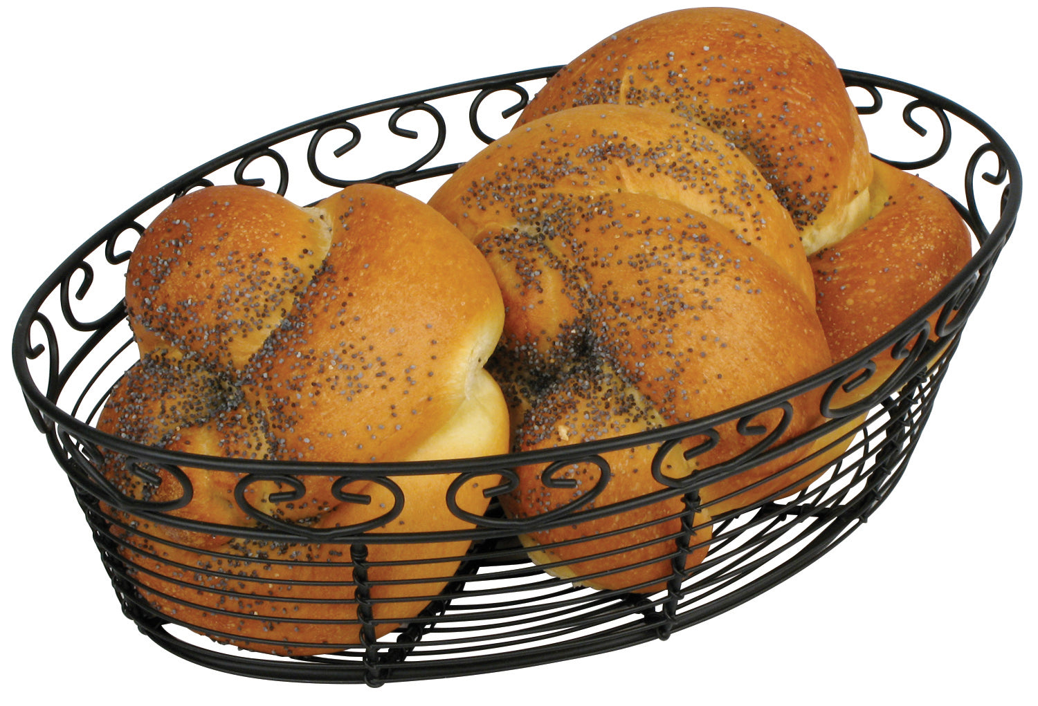 Winco WBKG-10O 10" x 6-1/2" x 3" Black Wire Bread/Fruit Basket