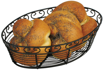 Winco WBKG-10O 10" x 6-1/2" x 3" Black Wire Bread/Fruit Basket