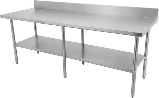 Thorinox DSST-2484-BKSS 24" x 84" Stainless Steel Work Table with Backsplash & Stainless Steel Undershelf & Legs
