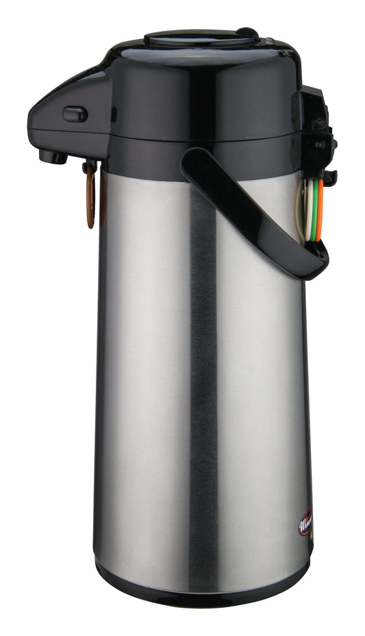 Winco AP-522 2.2L Stainless Steel Body Glass Lined Airpot w/ Push Button Top