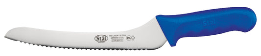 Winco KWP-92U 9" Blue Polypropylene Handle Offset Bread Knife