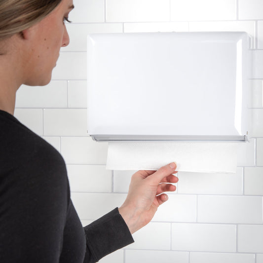San Jamar T1800WH 500 Singlefold White Metal Plastic Towel Dispenser