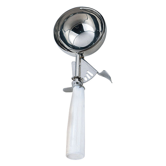 Omcan 34840 4 2/3 oz Ice Cream Disher with White Plastic Handle (Size 6)