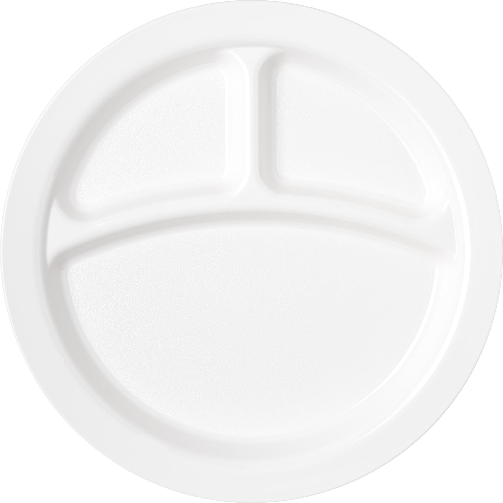 Carlisle PCD22002 9" White 3-Compartment Polycarbonate Narrow Rim Plate