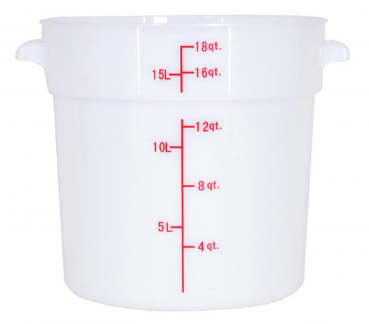 Omcan 80238 18 Qt White Round Polypropylene Food Storage Container