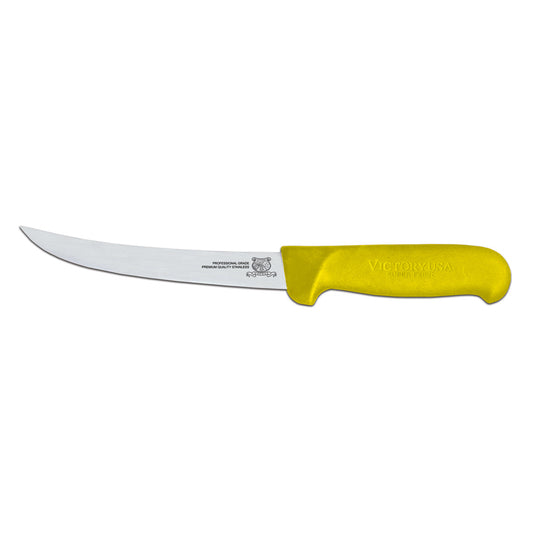 Omcan 23873 6-inch Curved Blade Boning Knife with Yellow Super Fiber Handle