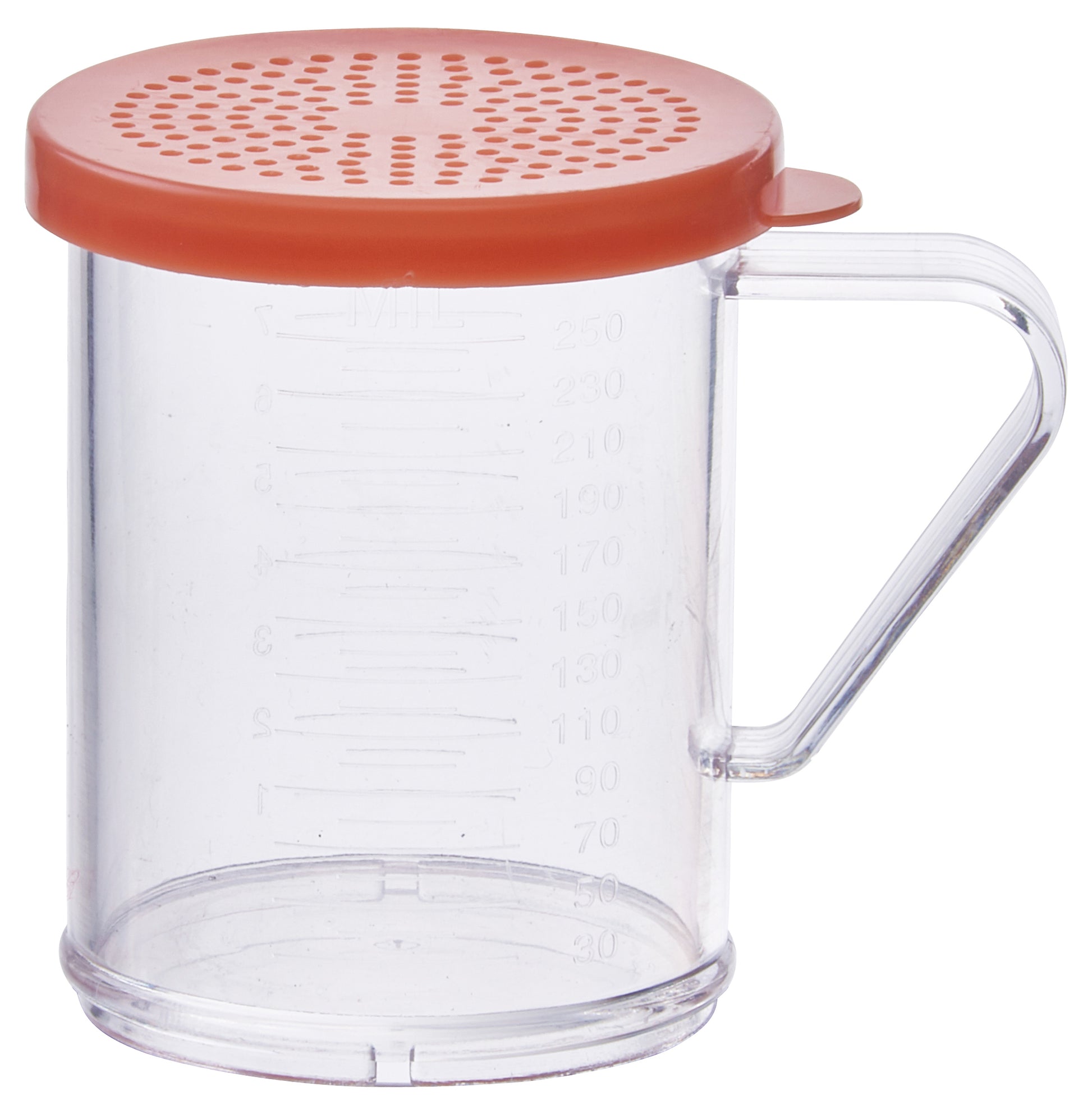 Winco PDG-10R 10 oz. Polycarbonate Dredge with Rose Snap-on Lid