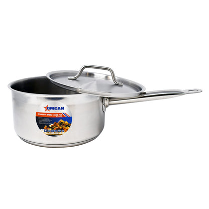 Omcan 80432 3.5 Qt Stainless Steel Sauce Pan with Cover and Handle