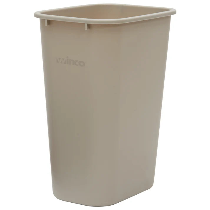 Winco PWR-41BE 41 Qt. Beige LDPE Wastebasket