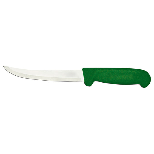 Omcan 11780 6-inch Curved Blade Boning Knife with Green Polypropylene Handle