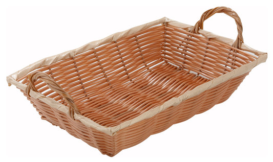 Winco PWBN-12B 12" x 8" x 3" Natural Poly Woven Basket with Handles