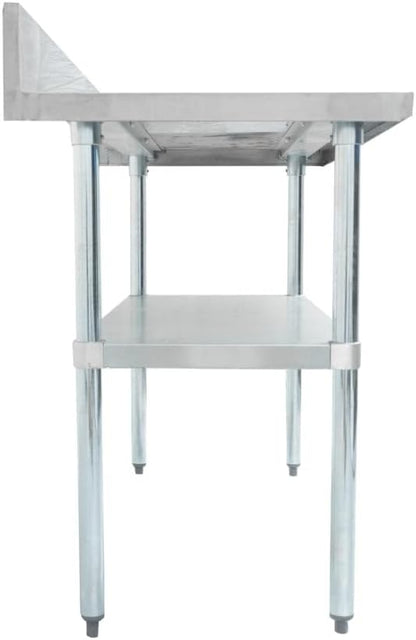 Thorinox DSST-3048-BK 30"x48" Stainless Steel Work Table with Backsplash & Galvanized Steel Undershelf & Legs