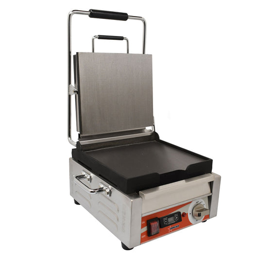 Omcan 42909 10" x 11" Single Panini Grill with Smooth Plates and Timer
