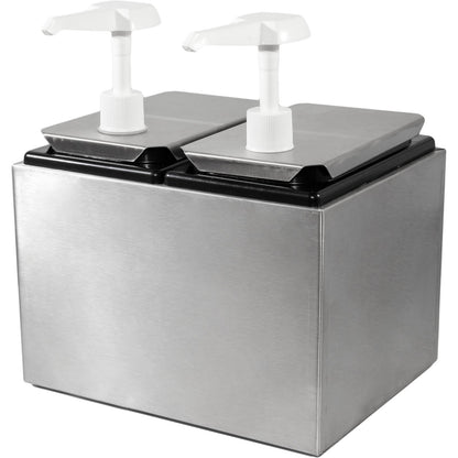 Carlisle 38502 Stainless Steel Condiment Topping Rail with 2 Standard Pumps & Jars