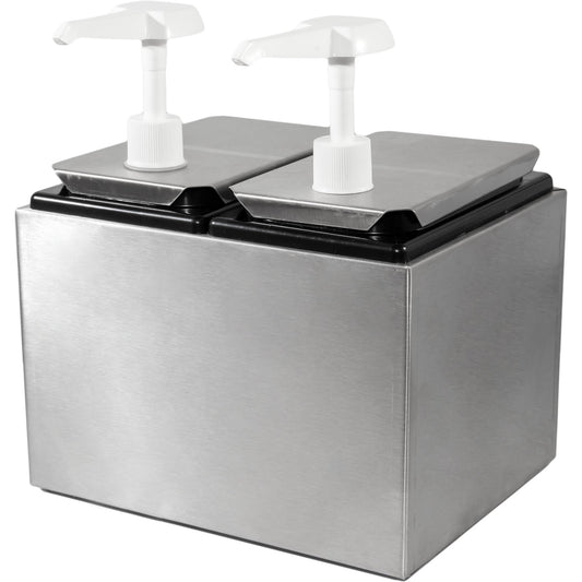 Carlisle 38502 Stainless Steel Condiment Topping Rail with 2 Standard Pumps & Jars