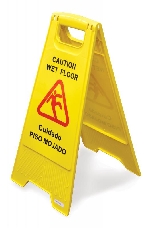 Omcan 24414 Yellow Plastic Wet Floor Caution Sign- English/Spanish