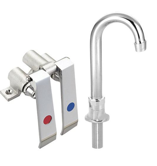 BK Resources BKKV-DGS-G Dual Pedal Knee Valve Kit w/ Deck Mount Faucet - 3-1/2" Gooseneck