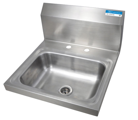 BK Resources BKHS-D-1410 17" X 17" Stainless Steel Wall-Mount Hand Sink with 4" Deck Mount Holes and 14" x 10" Bowl