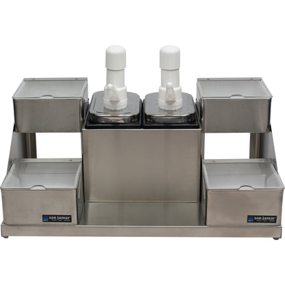 San Jamar P9724 Silver Stainless Steel Self-Service Condiment Center