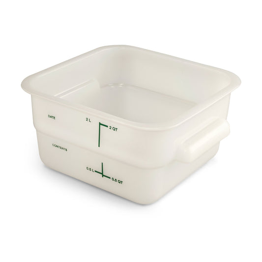 Carlisle 11960PE02 2 Qt White Square Polyethylene Food Storage Container