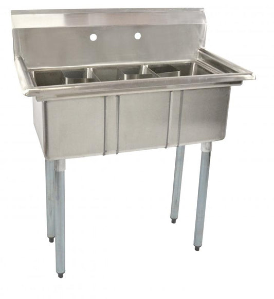 Omcan 39761 10" x 14" x 10" Stainless Steel Space Saver Sink with No Drain Board with Corner Drain