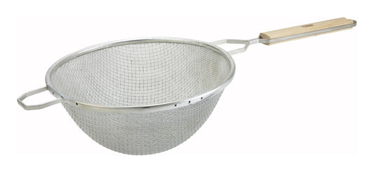 Winco MSTF-10D 10-1/4" Double Tin Mesh Strainer, Fine