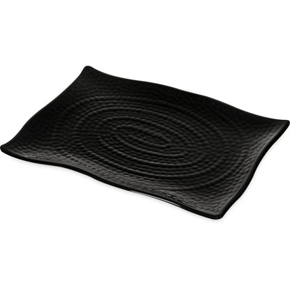 Carlisle 4452003 13.5 x 9.25 Black Rectangular Melamine Terra Textured Platter