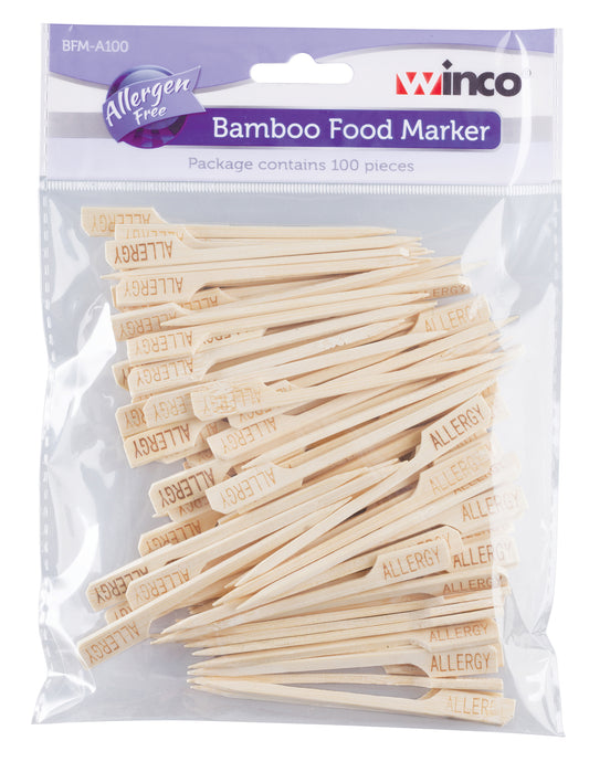 Winco BFM-A100 Bamboo Food Marker, Allergen Free (100pcs/pack)
