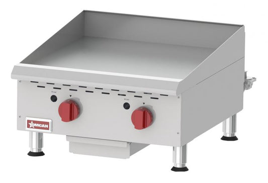 Omcan 43017 Gas Stainless Steel Countertop Griddle With Thermostatic Control with 2 Burners