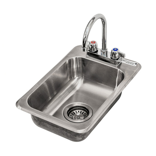 BK Resources BK-DIS-1014-5D-P-G One Compartment Stainless Steel Drop-In Sink 14L x 10W x 5D Bowls w/ Faucet