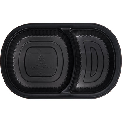 Proex DXMW812PBLK 18/10 oz Black 2-Compartment Microwaveable Medium Entrée (250/cs)