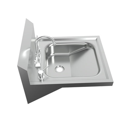 BK Resources BKHS-ADA-D-SD-P-G 16" X 14" Stainless Steel T-304 ADA Hand Sink w/ Faucet and Soap Dispenser Includes BKF-4DM-3G-G Deck Mount Faucet