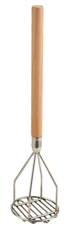 Omcan 80398 4" Round Potato Masher with 18" Wooden Handle