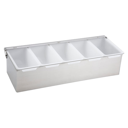 Winco CDP-5 5-Compartment Stainless Steel Base Condiment Holder