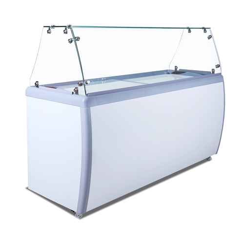 Omcan 44589 60" Ice Cream Dripping Freezer with Flat Sneeze Guard