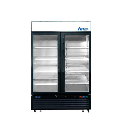 Atosa MCF8733GR 39" Black Double Glass Door Merchandiser Refrigerator