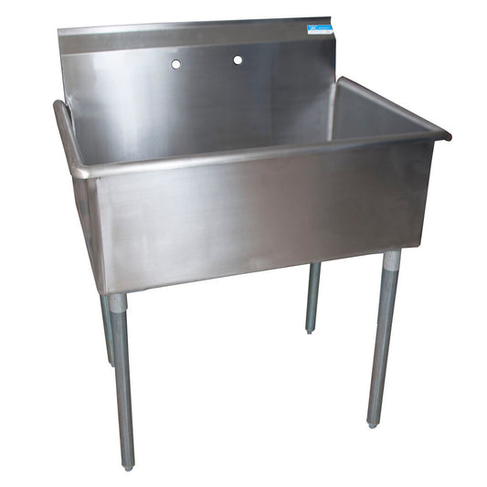 BK Resources BKUS6-1-3624-14 One Compartment Stainless Steel Utility Sink Galvanized Legs 36X24X14 Bowl