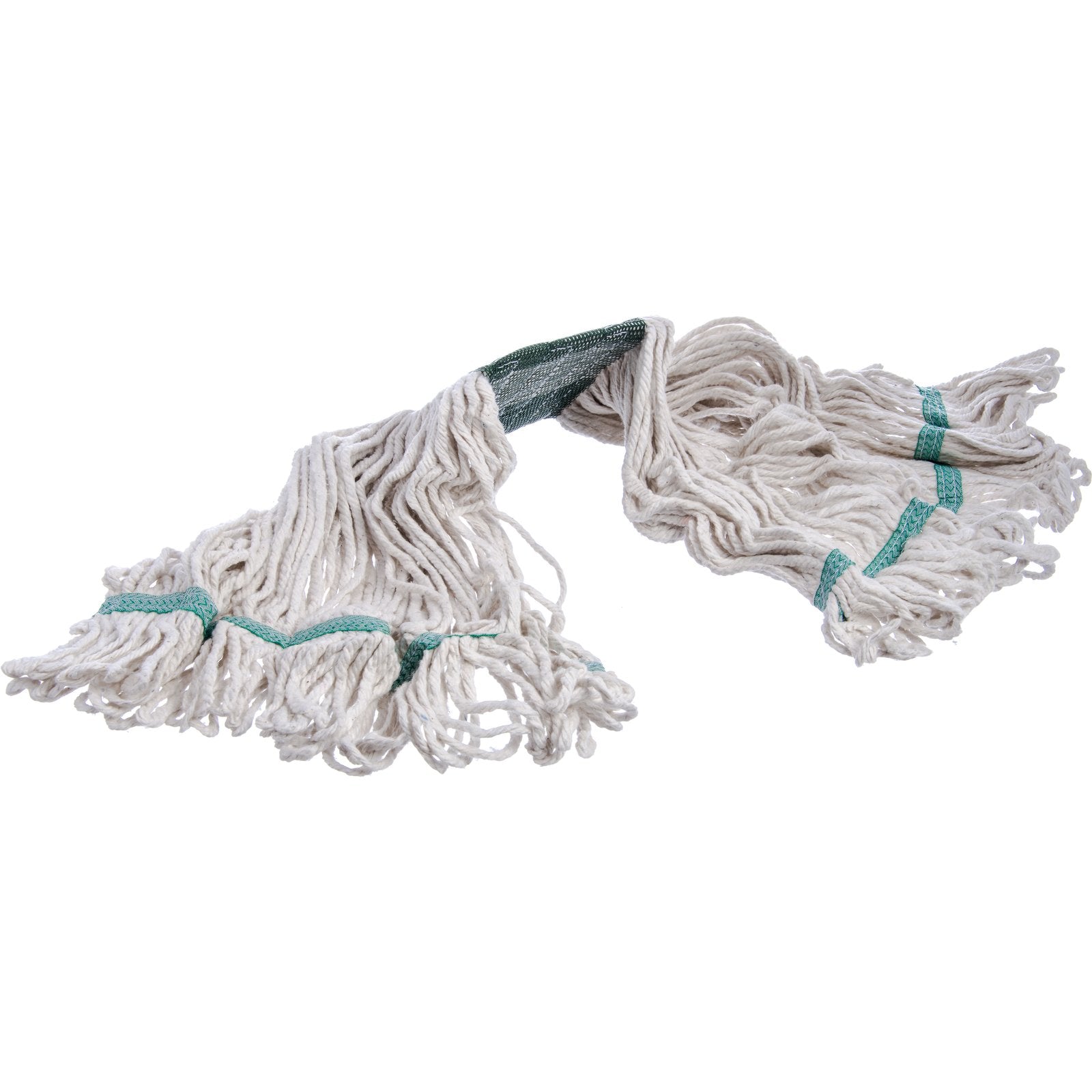 Carlisle 369551B00 Medium White Cotton Flo-Pac Looped-End Mop w/ Green Band