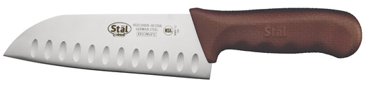 Winco KWP-70N 7" Brown Polypropylene Handle Santoku Knife