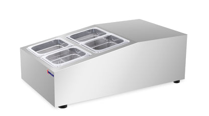 Omcan 47861 15" Countertop Refrigerated Prep Rail with 4 x GN 1/6 Pans Capacity
