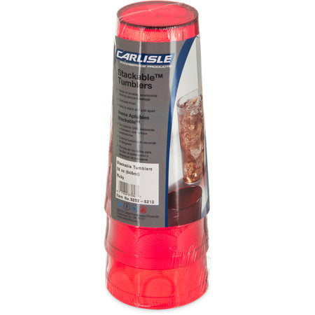 Carlisle 5232-8210 32 oz Ruby SAN Stackable Tumbler (6/pk)