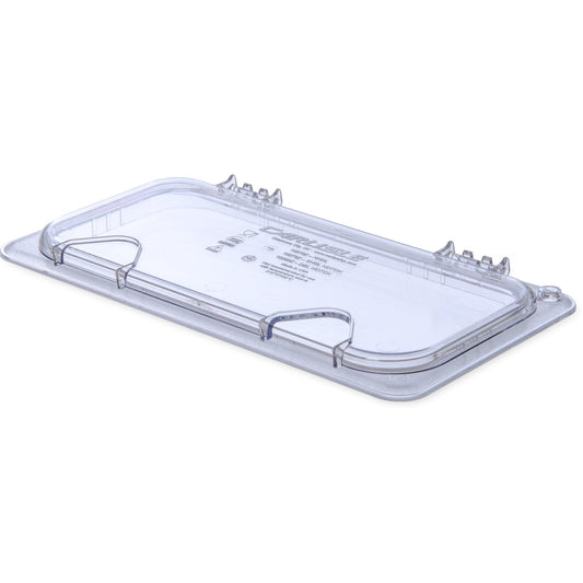 Carlisle 10279Z07 1/3 Size Clear StorPlus EZ Access Hinged Notched Universal Food Pan Lid