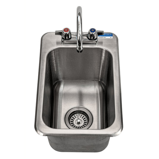 BK Resources BK-DIS-1014-10-P-G One Compartment Stainless Steel Drop-In Sink 14L x 10Wx 10D Bowls w/ Faucet