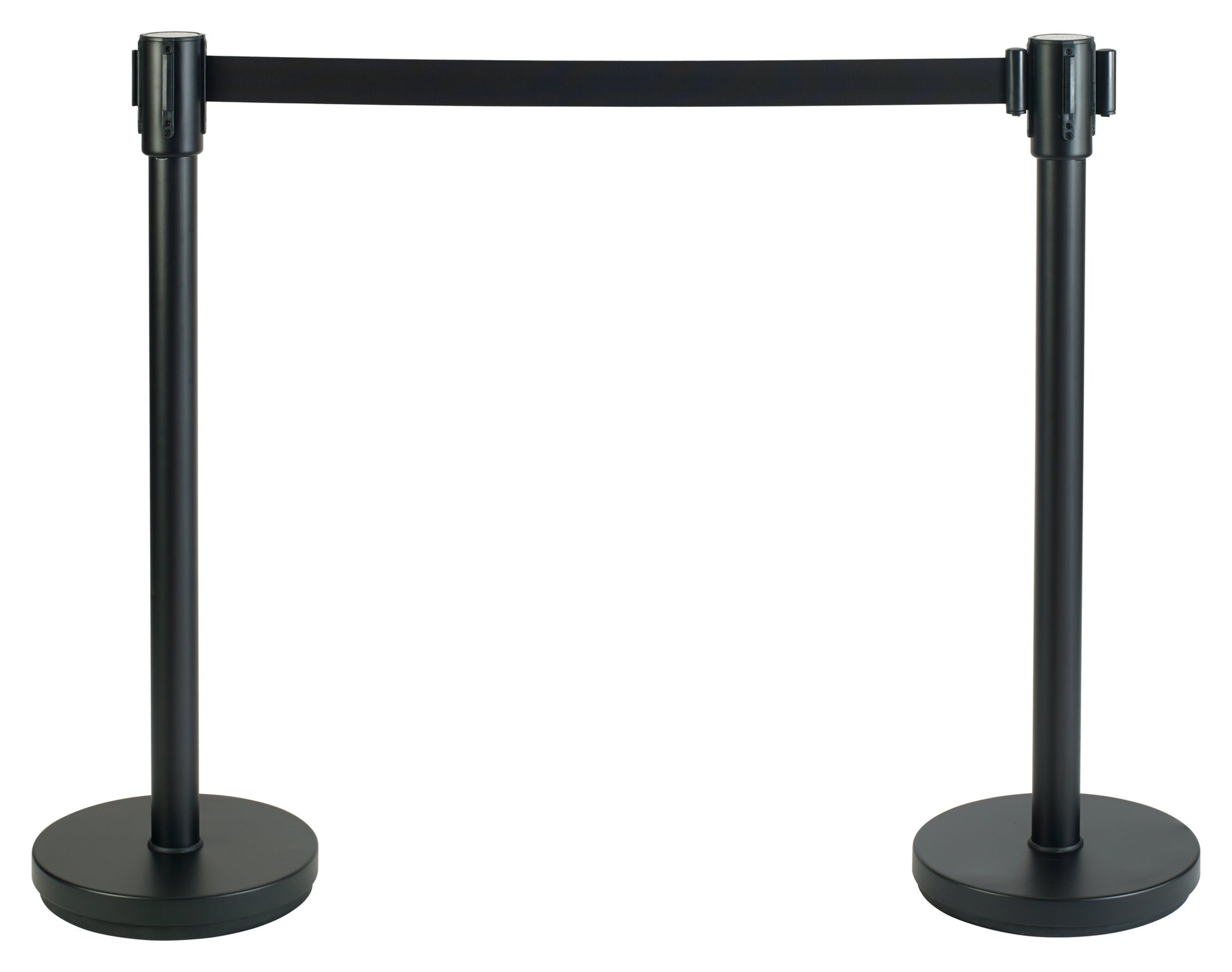 Winco CGS-38K 34" Black Stanchion Post, 6-1/2' Retractable Belt