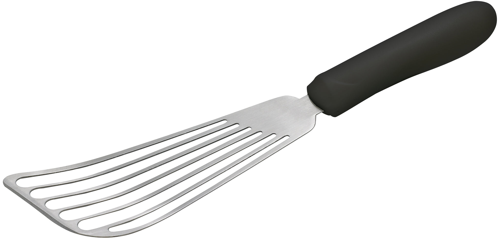 Winco TKP-60 6-3/4" x 3-1/4" Blade Black Polypropylene Handle Fish Spatula