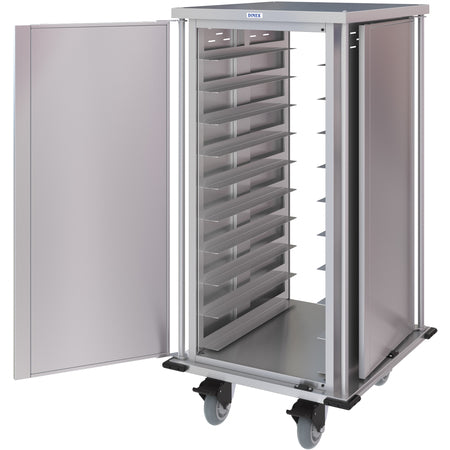 Dinex DXPTQC2T1DPT20 2 Trays Per Slide 20 Trays Single Door Stainless Steel Dinex Totally Quiet Compact Meal Delivery Cart