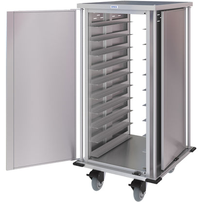 Dinex DXPTQC2T1DPT20 2 Trays Per Slide 20 Trays Single Door Stainless Steel Dinex Totally Quiet Compact Meal Delivery Cart