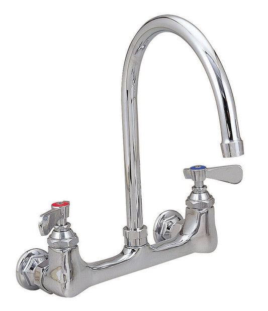 BK Resources BKF-3G-G 8" Chrome-Plated Brass O.C. Optiflow Splash Mount Faucet W/3.5" Gooseneck Spout