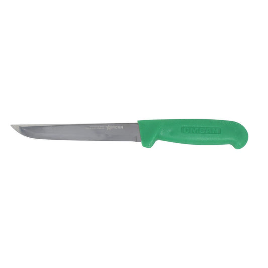 Omcan 11677 6-inch Straight Blade Boning Knife with Green Polypropylene Handle