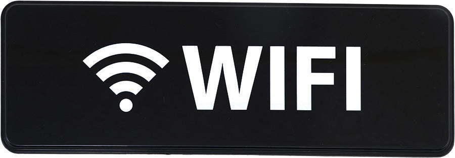 Winco SGN-330 3" x 9" Black Information Sign - "WiFi"